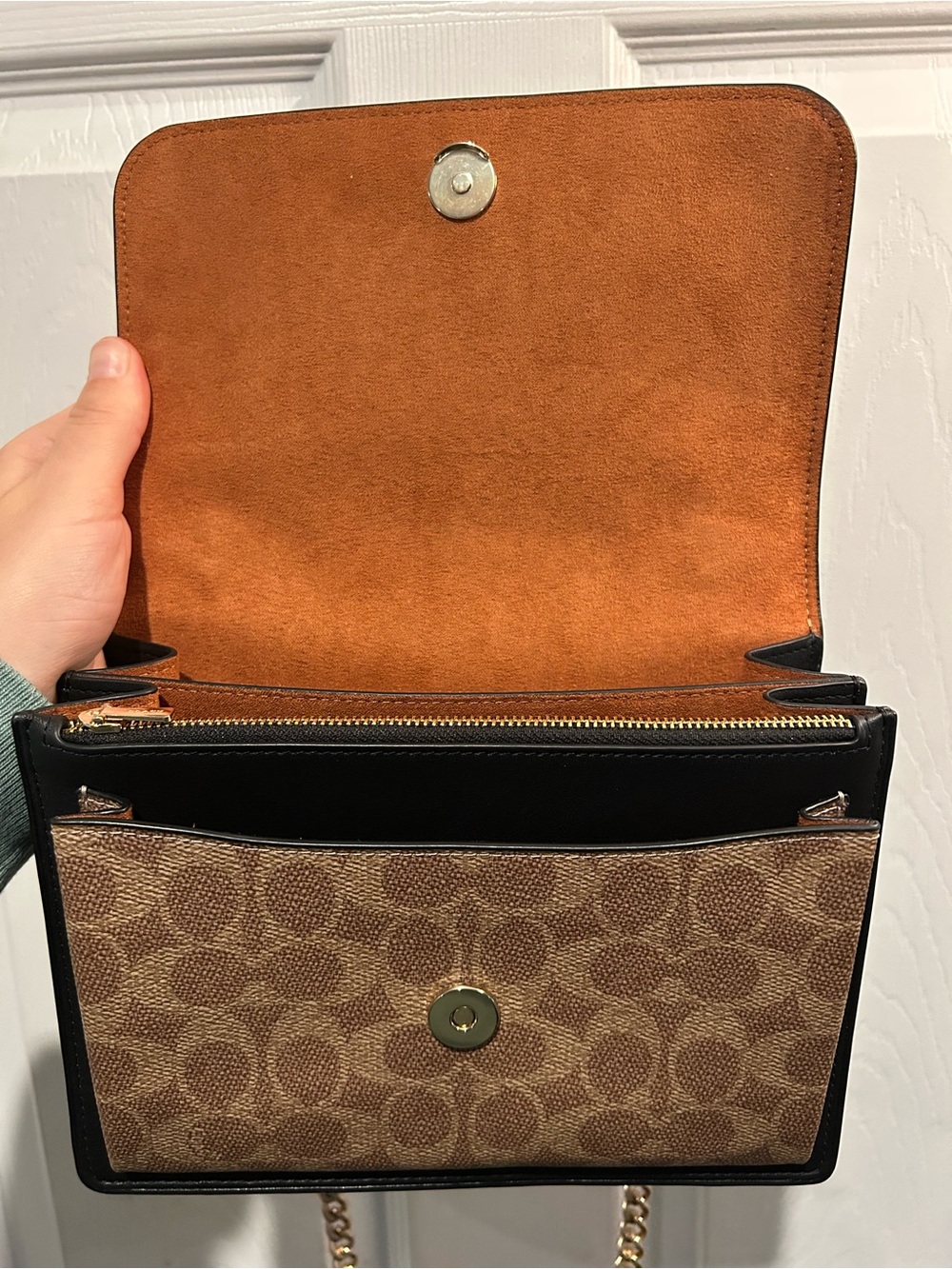 Coach Klare Black Leather & Signature Canvas Crossbody - Picture 3 of 5